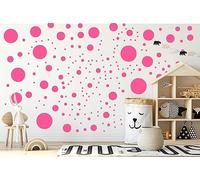 StickerDeen Lot de 500 autocollants muraux en vinyle amovibles assortis à pois pour chambre d'enfant, salon, salle de classe, salle de jeux (rose layette)