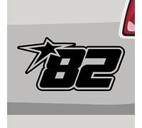 Stickerfreaks Autocollant numéro de départ 82 - Autocollant en Vinyle - Taille : 10 x 5 cm (S) - Couleur : 34 Orange - Racenumber - Numéro de Tuning