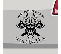 Stickerfreaks Autocollant Viking en vinyle pour voiture avec inscription « Wir sehen und in Walhalla » - Dimensions : 10 x 8,5 cm (M) | Couleur : 80 marron | Viking Sticker adhésif décoratif Tuning