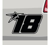 Stickerfreaks Numéro de départ 18 Autocollant Chiffre Autocollant Voiture Moto Star Decal Vinyle Héros Autocollant Taille : 10 x 6 cm (S) | Couleur : 10 - Blanc | Chiffre Autocollant Adhésif Déco