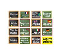 Stickers 16 étiquettes matières scolaires - L 26cm x H 20cm
