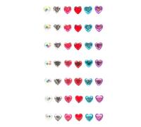 Stickers 3D acrylique cœurs - 42 pièces - 0,8 cm - gommettes relief brillantes multicouleur saint valentin amour amitié diy scrapbooking girly taillé facçons pierre