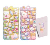 Stickers 3d - Aesthetic Cute Animal Sticker Decor | 2 Sheet Journaling Decals | Sponge Stickers for Notebook Scrapbooking Journal Laptop Phone Case Kids Party Favors Classroom