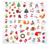 Gommettes Noel 3D Puffy caoutchouc 64 stickers 1 à 3,3cm Père noël sapin renne lutin couronne MULTICOLORE