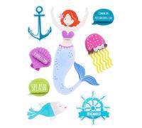 Stickers 3d En Papier Sirène De 2,5 À 8,9 Cm 8 Pièces