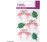 9 Stickers 3D "Flamants Roses" - 55 mm