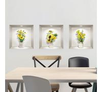 Stickers 3D fleurs jaunes printanière