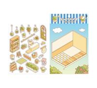 Stickers 3D House - Kit de Scène De Scrapbooking Adulte - de Fleurs Vistaprint - Scène De La Bibliothèque Scène Du Paysage Mini Livre D'école Collage Scène De Scène De