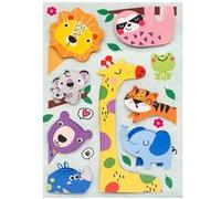 Stickers 3D papier animaux sauvages - 12 pièces - de 3 à 13 cm Multicouleur