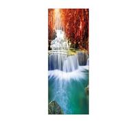 Stickers 3D Porte Poster Cascade forestière L100 x H200cm Papier Peint Porte Pour Chambre Salon Décoration De La Maison Stickers Muraux Imperméable Stickers Amovibles