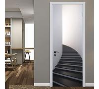 Stickers 3D Porte Poster Escaliers D'Angle Mode Créatif Papier Peint Porte Trompe L'Oeil Pour Salon Chambre Décoration De La Maison Stickers Muraux 77X200Cm Imperméable Stickers Amovibles