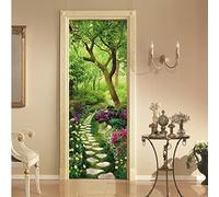 Stickers 3D Porte Poster Forêt verte L100 x H200cm Papier Peint Porte Pour Chambre Salon Décoration De La Maison Stickers Muraux Imperméable Stickers Amovibles