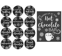 Stickers 6,3 cm Hot Chocolate Bar Station 36 étiquettes + panneau en papier 20,3 x 25,4 cm