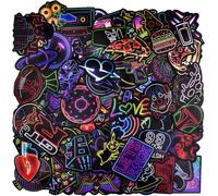 Stickers A Neon, 150pcs Autocollants Neon Sticker Vinyle, Neon Autocollants Waterproof Pour Ordinateur Portable Skate Phone Ipad Valises Vtt Voiture Velo Moto Poussettes Casques Guitare Bagages