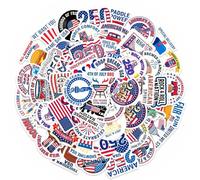 Stickers à thème patriotique | Pack de 50 autocollants commémoratifs,Autocollants Patriotiques Étanches,pour Vitre Voiture Carnet Ordinateur Portable Bouteille d'Eau