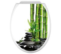 Stickers Abattant WC - Galets Bambou 3617682009930 - Adhésif + Protection Mate - 35x43 cm