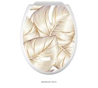 Stickers Abattant WC - Lumaléa - 3617689986913 - Feuilles tropicales - Adhésif BRILLANT - 35x43 cm