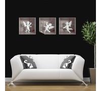Stickers adhésifs 3D | Sticker Mural Autocollant effet 3D 3 anges marbre blanc et rose - Stickers muraux Chambre Adulte - Stickers muraux 3D - Autocollants muraux Trompe l'oeil | 30x90cm