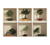 Stickers adhésifs 3D | Sticker Mural Autocollant effet 3D Bonsaïs - Stickers muraux Chambre Adulte - Stickers muraux 3D - Decoration Murale Salon - Autocollants muraux Trompe l'oeil | 60x90cm
