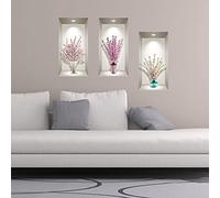 Stickers adhésifs 3D | Sticker Mural Autocollant effet 3D fleurs bouquets de cerisier - Stickers muraux Chambre Adulte - Stickers muraux 3D - Déco Salon - Autocollants muraux Trompe l'oeil | 60x90cm