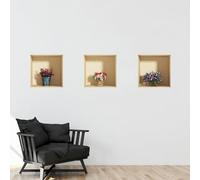 Stickers adhésifs 3D | Sticker Mural Autocollant effet 3D fleurs bucoliques - Stickers muraux Chambre Adulte - Stickers muraux 3D - Decoration Salon - Autocollants muraux Trompe l'oeil | 30x90cm