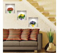 Stickers adhésifs 3D | Sticker Mural Autocollant effet 3D fleurs des champs multicolores - Stickers muraux Chambre - Stickers muraux 3D - Déco Salon - Autocollants muraux Trompe l'oeil | 40x120cm