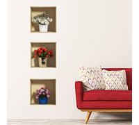 Stickers adhésifs 3D | Sticker Mural Autocollant effet 3D fleurs en bouquets - Stickers muraux Chambre Adulte - Stickers muraux 3D - Decoration Salon - Autocollants muraux Trompe l'oeil | 40x120cm
