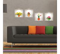 Stickers adhésifs 3D | Sticker Mural Autocollant effet 3D fleurs prairie - Stickers muraux Chambre - Stickers muraux 3D - Déco Salon - Autocollants muraux Trompe l'oeil | 80 x 80 cm