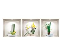 Stickers adhésifs 3D | Sticker Mural Autocollant effet 3D jonquilles au printemps - Stickers muraux Chambre Adulte - Stickers muraux 3D - Déco Salon - Autocollants muraux Trompe l'oeil | 30x90cm