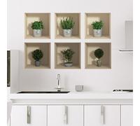 Stickers adhésifs 3D | Sticker Mural Autocollant effet 3D Les herbes et mini arbres - Stickers muraux Chambre Adulte - Stickers muraux 3D - Déco Salon - Autocollants muraux Trompe l'oeil | 60x90cm