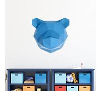 Stickers adhésifs 3D | Sticker Mural Autocollant effet 3D origami ours bleu - Stickers muraux Chambre Adulte - Stickers muraux 3D - Decoration Salon - Autocollants muraux Trompe l'oeil | 50 x 50 cm