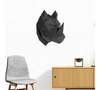 Stickers adhésifs 3D | Sticker Mural Autocollant effet 3D rhinocéros noir de profil - Stickers muraux Chambre Adulte - Stickers muraux 3D - Déco Salon - Autocollants muraux Trompe l'oeil | 60 x 50 cm