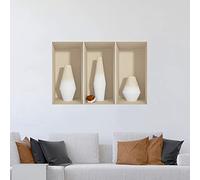 Stickers adhésifs 3D | Sticker Mural Autocollant effet 3D Vases en bois blanc - Stickers muraux Chambre Adulte - Stickers muraux 3D - Decoration Salon - Autocollants muraux Trompe l'oeil | 80x120cm