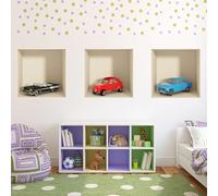 Stickers adhésifs 3D | Sticker Mural Autocollant effet 3D voitures vintage - Stickers muraux Chambre Adulte - Stickers muraux 3D - Decoration Murale Salon - Autocollants muraux Trompe l'oeil | 30x90cm
