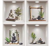 Stickers adhésifs 3D | Stickers mural - Autocollant 3D Zen Chambre - trompe l'oeil - Décoration Murale Salon Chambre à Coucher, Salle de Bains Autocollant Trompe l'oeil, Niche 40x40 cm