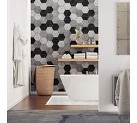 Stickers adhésifs carrelages hexagones | Sticker Autocollant Carreaux de ciment - Mosaïque carrelage mural salle de bain et cuisine | Carreaux de ciment adhésif mural - azulejos 20 x 18 cm - 28 pièces