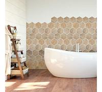 Stickers adhésifs carrelages hexagones | Sticker Autocollant Carreaux de Ciment - Mosaïque Mural Salle de Bain & Cuisine 15x13,5cm - 28 pièces
