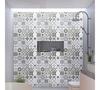 Stickers adhésifs carrelages | Sticker Autocollant Carreaux de Ciment - Mosaïque carrelage Mural Salle de Bain et Cuisine | Carreaux de Ciment adhésif Mural - azulejos 10 x 10 cm - 30 pièces
