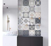 Stickers adhésifs carrelages | Sticker Autocollant Carreaux de ciment - Mosaïque mural salle de bain & cuisine 15x15 cm - 24 pièces