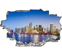 Stickers adhésifs Effet 3D Sticker Ville d'horizon Autocollant Décoration Murale Chambre et Salon 52x78cm