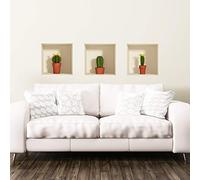 Stickers adhésifs Effet 3D | Stickers muraux Chambre Adulte CACTUS - Sticker Mural 3D - Stickers muraux 3D - Decoration Murale Salon/Decoration Maison Adhesif Mural Trompe l'oeil Chambre | 30x90cm