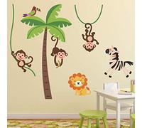 Stickers adhésifs Enfants | Sticker Autocollant animaux de la savane - Décoration murale chambre enfants | 60 x 60 cm