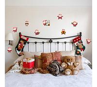 Stickers adhésifs Noël | Lot de 9 Sticker Autocollant Pères Noël rigolos - Décoration Murale fêtes de Noël | 30 x 30 cm