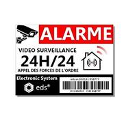 Stickers Alarme Vidéo Surveillance 24H/24 - Style Code Barre - Lot de 8 Autocollants Dissuasion | Sécurité Maison, Garage, Commerce, Fenêtres & Portes | Résistant UV & Pluie