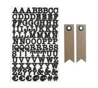 Stickers Alphabet Et Chiffres Noir + 20 Étiquettes Kraft Fanion