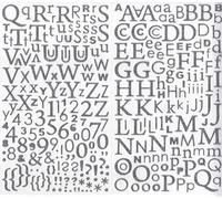Stickers alphabet scrapbooking Artemio argent pailleté - 300 pcs, majuscules & minuscules (Arial & Times)