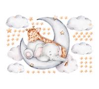 Stickers animaux bébé éléphant et girafe rêveurs