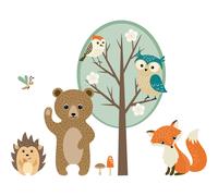 Stickers animaux de la forêt et l'arbre enchanté
