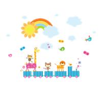Stickers animaux de la jungle dans le train du bonheur