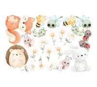 Stickers animaux et insects balade enchantée au milieu des fleurs